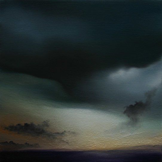 Stormy Landscape, 6 inches by 6 inches, oil