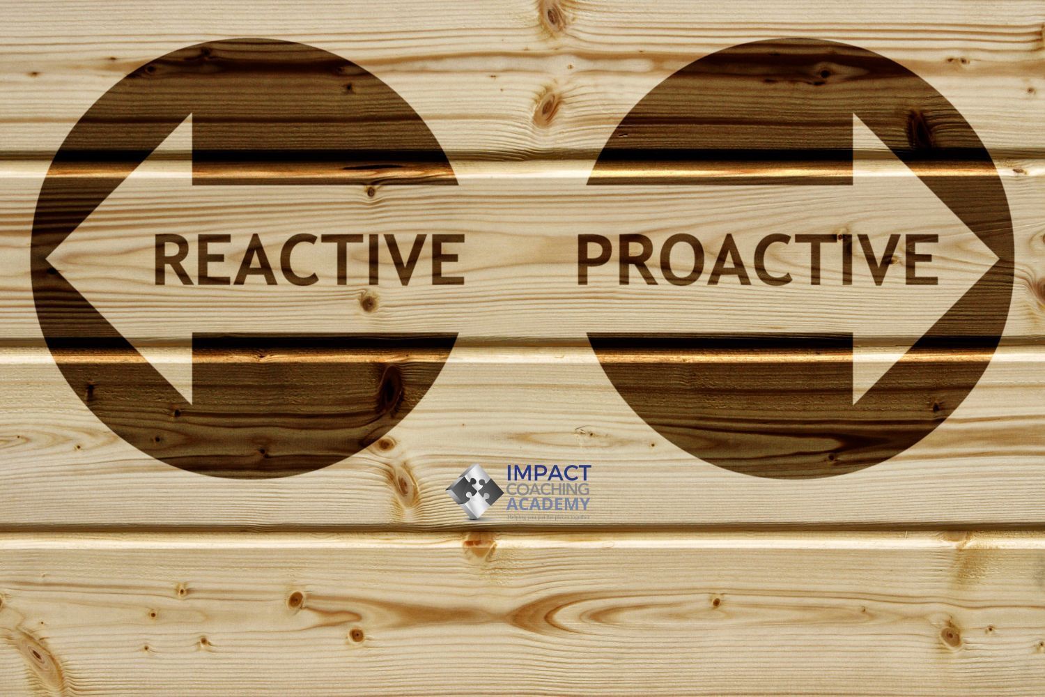 A wooden sign that says reactive and proactive on it