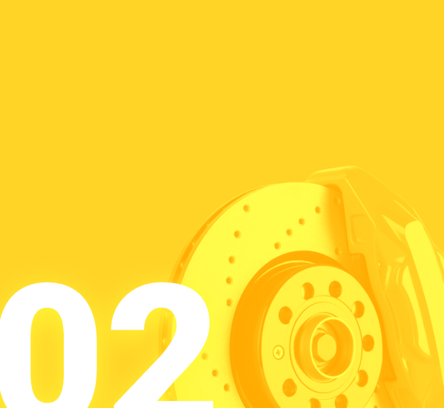 A yellow background with the number 02 on it | Brutus Auto