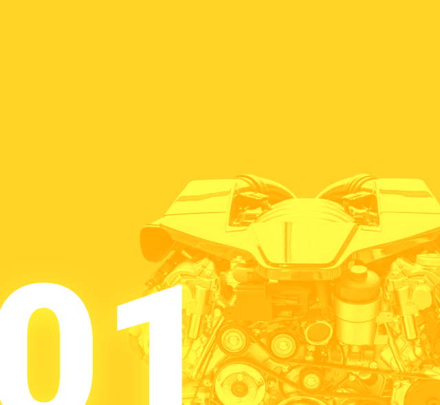 A yellow background with the number 01 on it | Brutus Auto