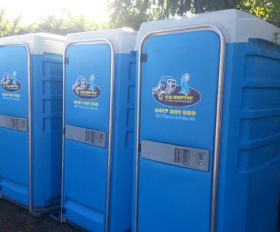 Row of Portable Toilets — Waste Management in Yeppoon, QLD