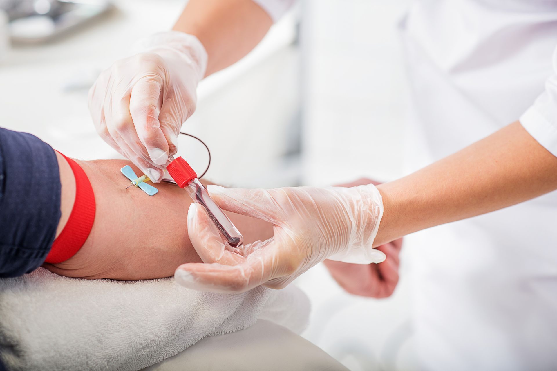adult getting blood drawn