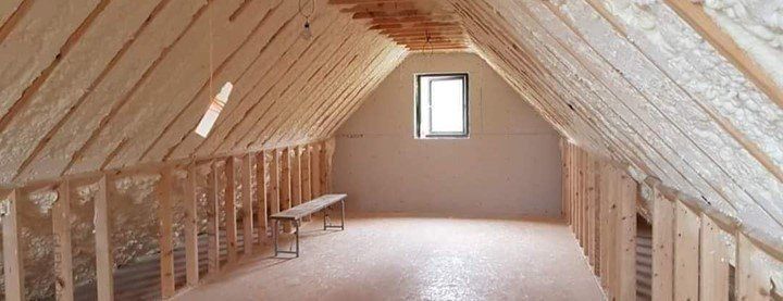 Attic with spray foam insulation