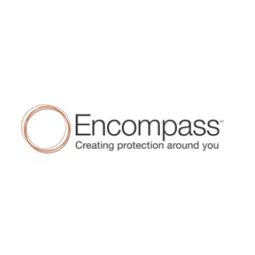 A logo for encompass creating protection around you.