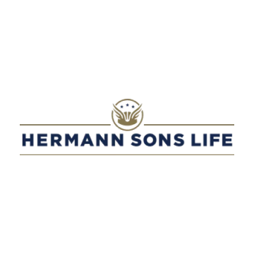 The hermann sons life logo is on a white background.