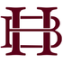 A maroon h and b logo on a white background.