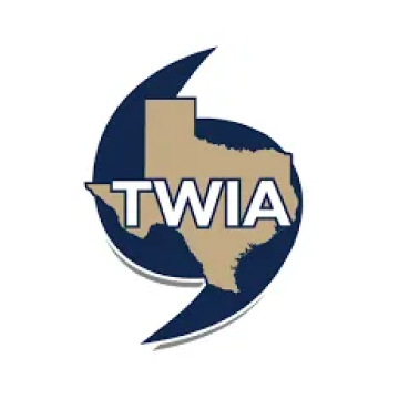 A logo for a company called twia with a map of texas on it.