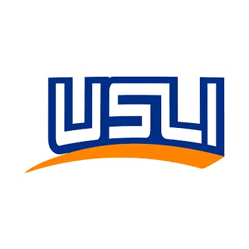 A blue and orange logo for usli on a white background