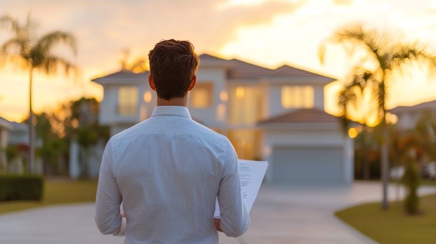 A real estate agent holding a valuation report