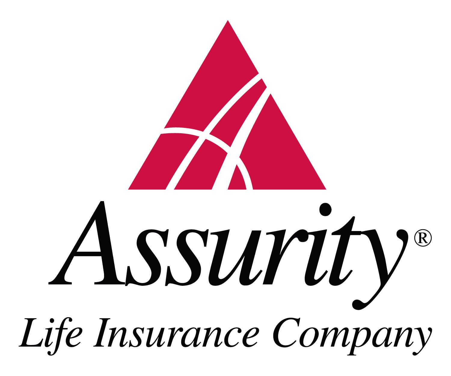 A logo for assurity life insurance company with a red triangle