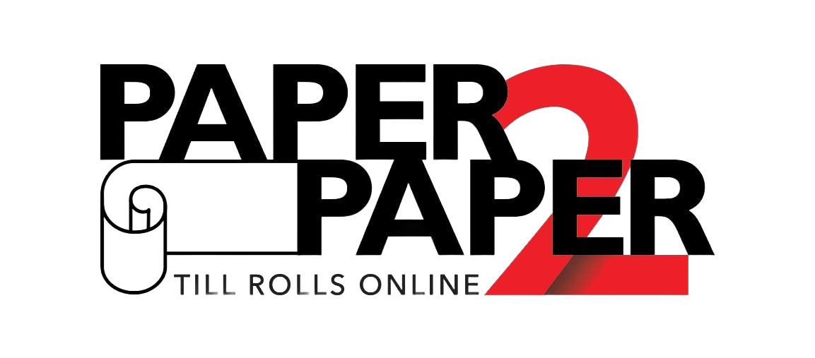 Paper Paper 2 logo with black text, a red number 2, and the tagline “Till rolls online.”