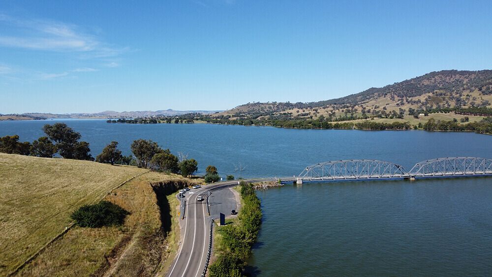 An Aerial View of A Bridge Over a Large Body of Water — Lock & Door in Wodonga, VIC