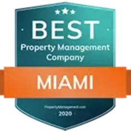 A badge that says best property management company in miami