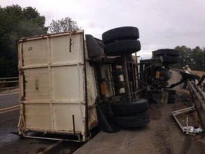 Overturned White Truck Accident — Albany, OR — AA Towing
