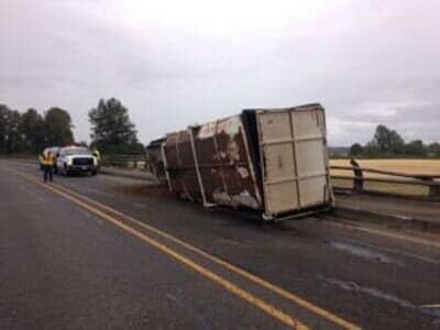 Overturned Truck Accident on the Roadside — Albany, OR — AA Towing