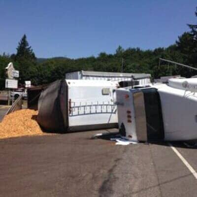 Truck Overturned Accident — Albany, OR — AA Towing