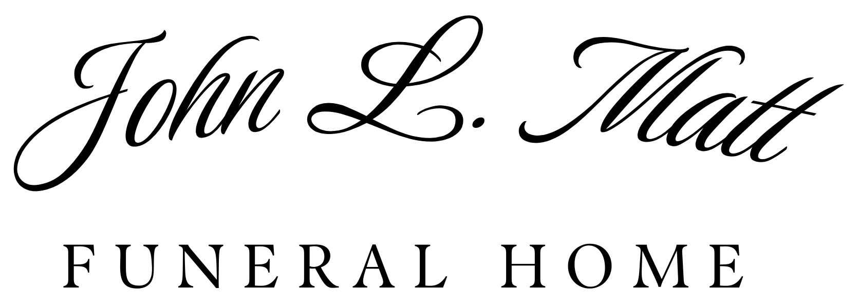 The logo for John L. Mall Funeral Home, featuring the business name in elegant cursive and serif font on a white background.