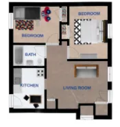 Floor Plan: 2 Bed · 1 Bath · A · 650 SQ. FT.