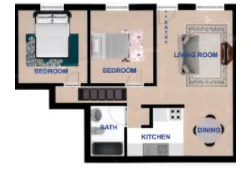 Floor Plan: 2 Bed · 1 Bath · B · 650 SQ. FT.