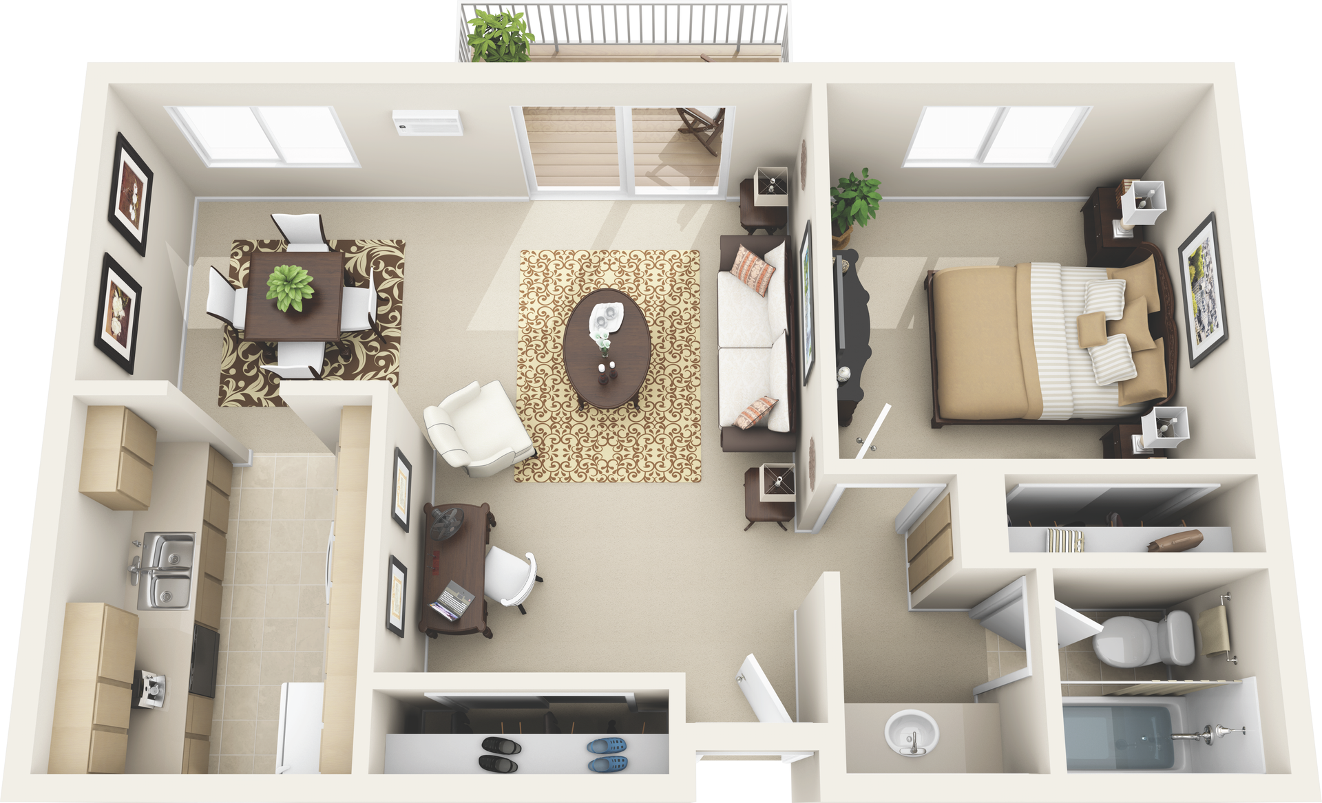 Floor Plan A: 1 Bed · 1 Bath