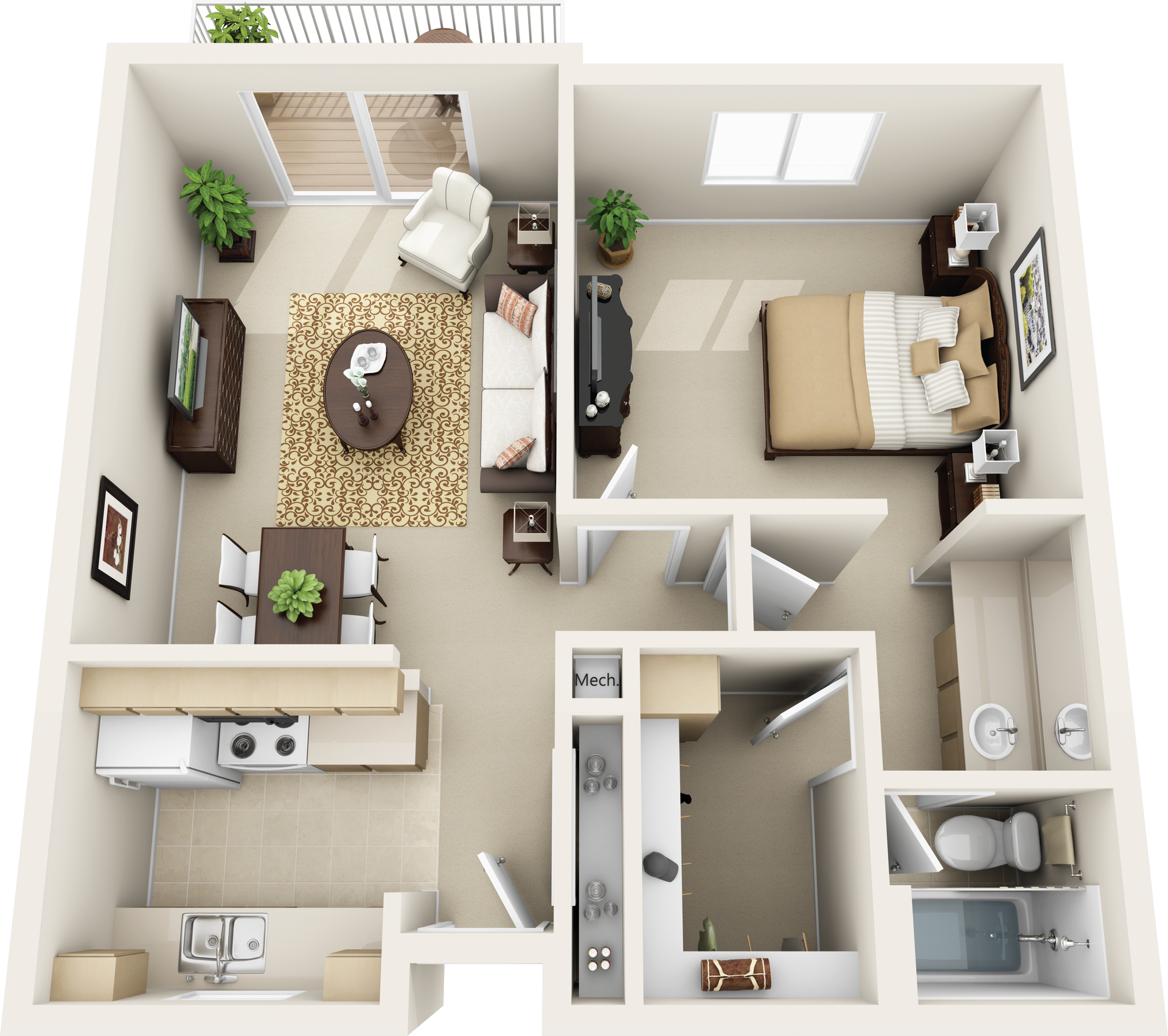 Floor Plan B: 1 Bed · 1 Bath