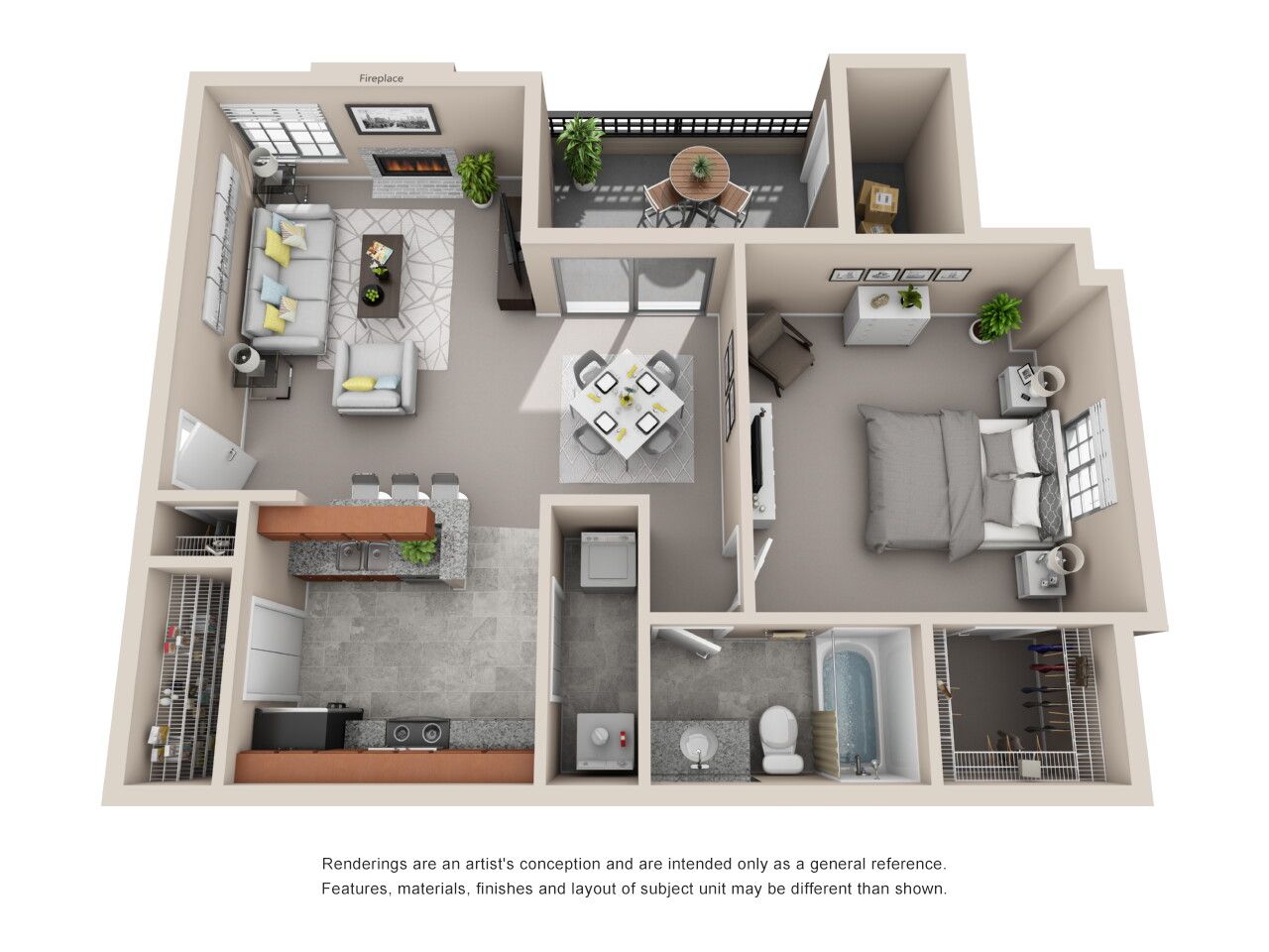 Floor Plan: 1 Bed · 1 Bath