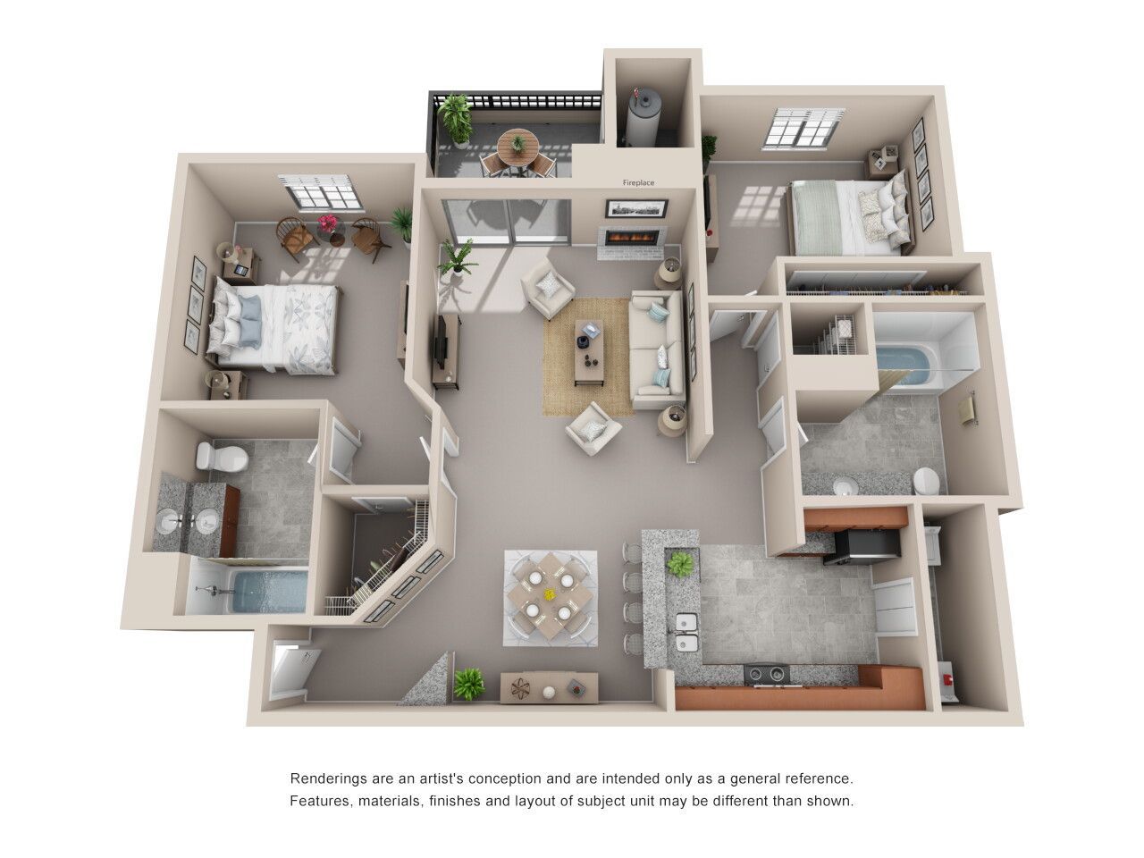 Floor Plan: Large 2 Bed · 2 Bath