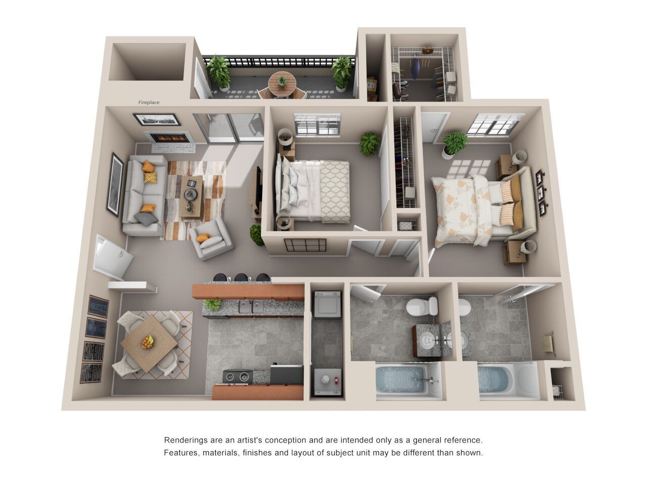 Floor Plan: Small 2 Bed · 2 Bath