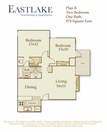 Floor Plan B: 2 Bed · 1 Bath
