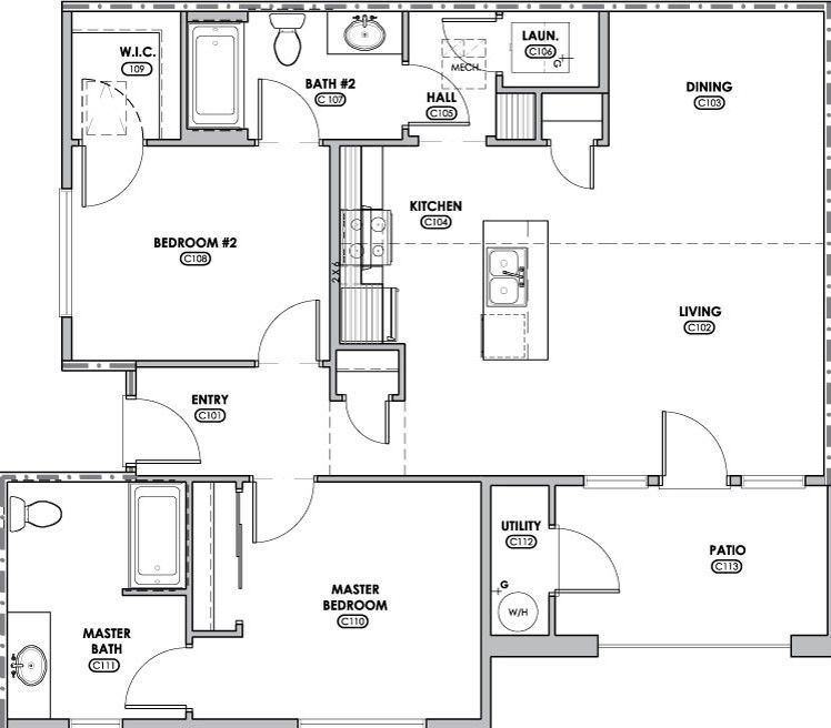 Floor Plan: 2 Bed · 2 Bath