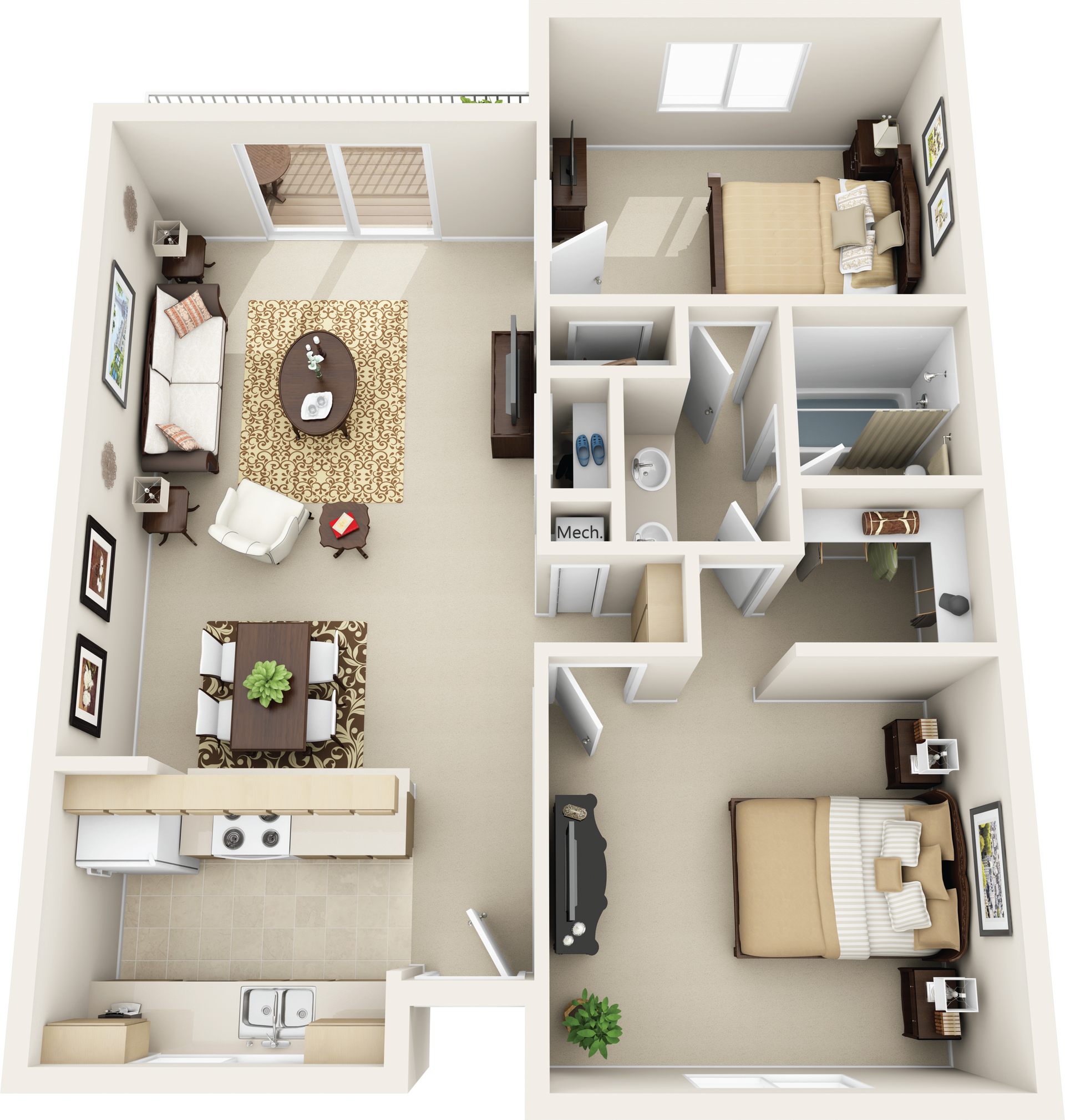 Floor Plan JR: 2 Bed · 1 Bath