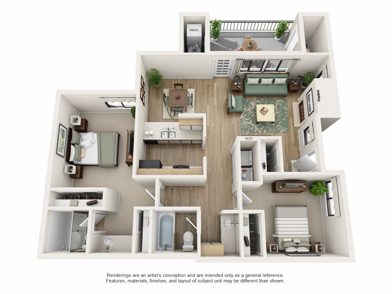 Floor Plan B: 2 Bed · 1 Bath