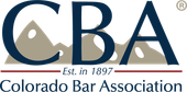 The logo for the colorado bar association, established in 1897.