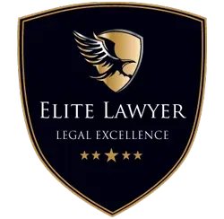 A logo for elite lawyer legal excellence with a bird on a shield.