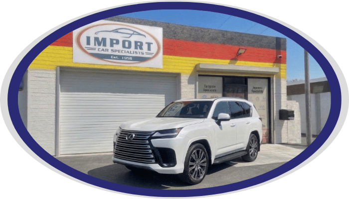Lexus SUV parked outside Import Car Specialists shop