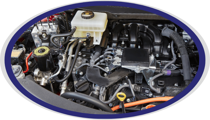 Engine compartment during routine maintenance inspection