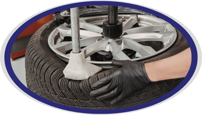 Tire mounting and service on wheel