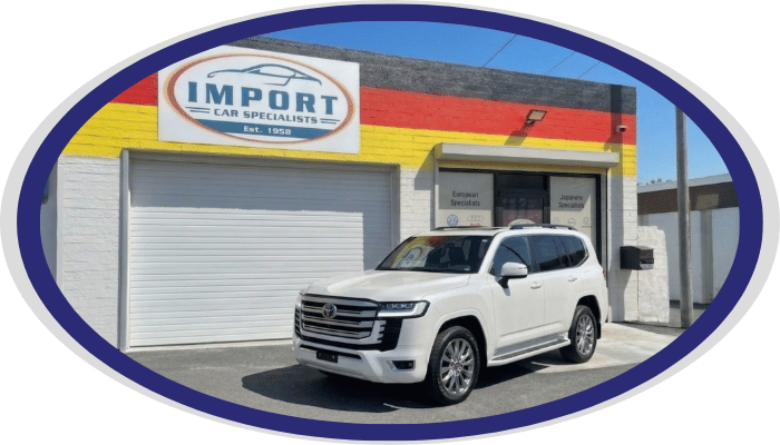 Toyota SUV parked outside Import Car Specialists shop