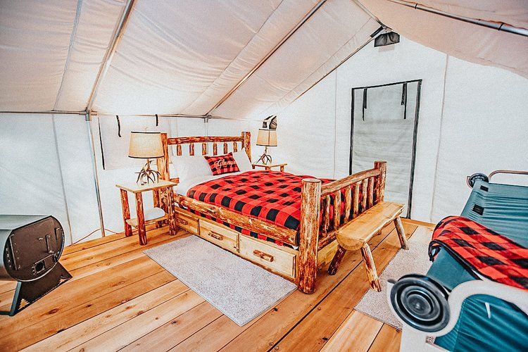 There is a large bed in the middle of the room.