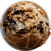 A close up of a scoop of ice cream in a bowl
