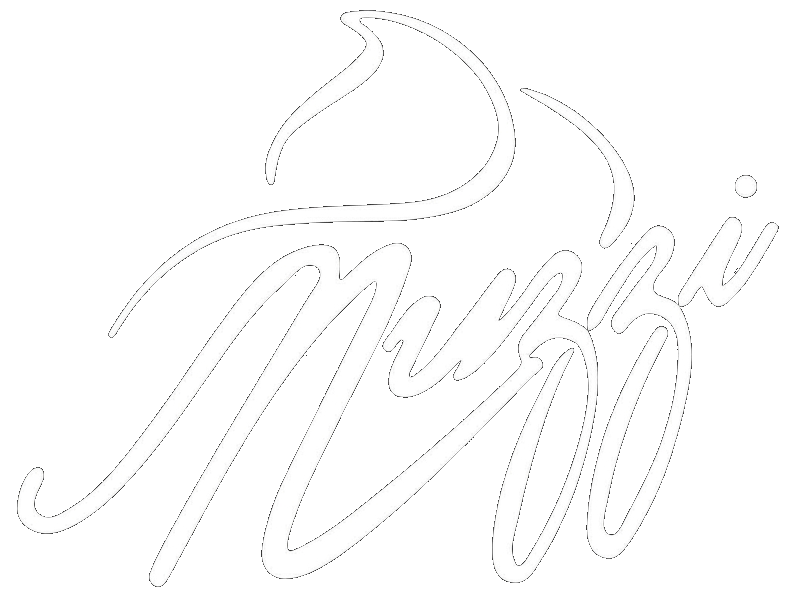 Un logo bianco in corsivo con la scritta 