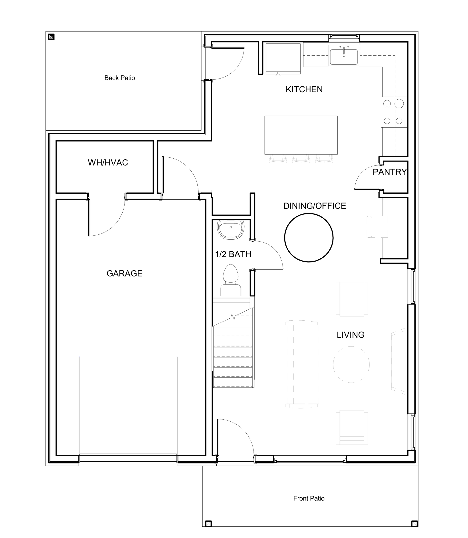 A black and white floor plan of a house.