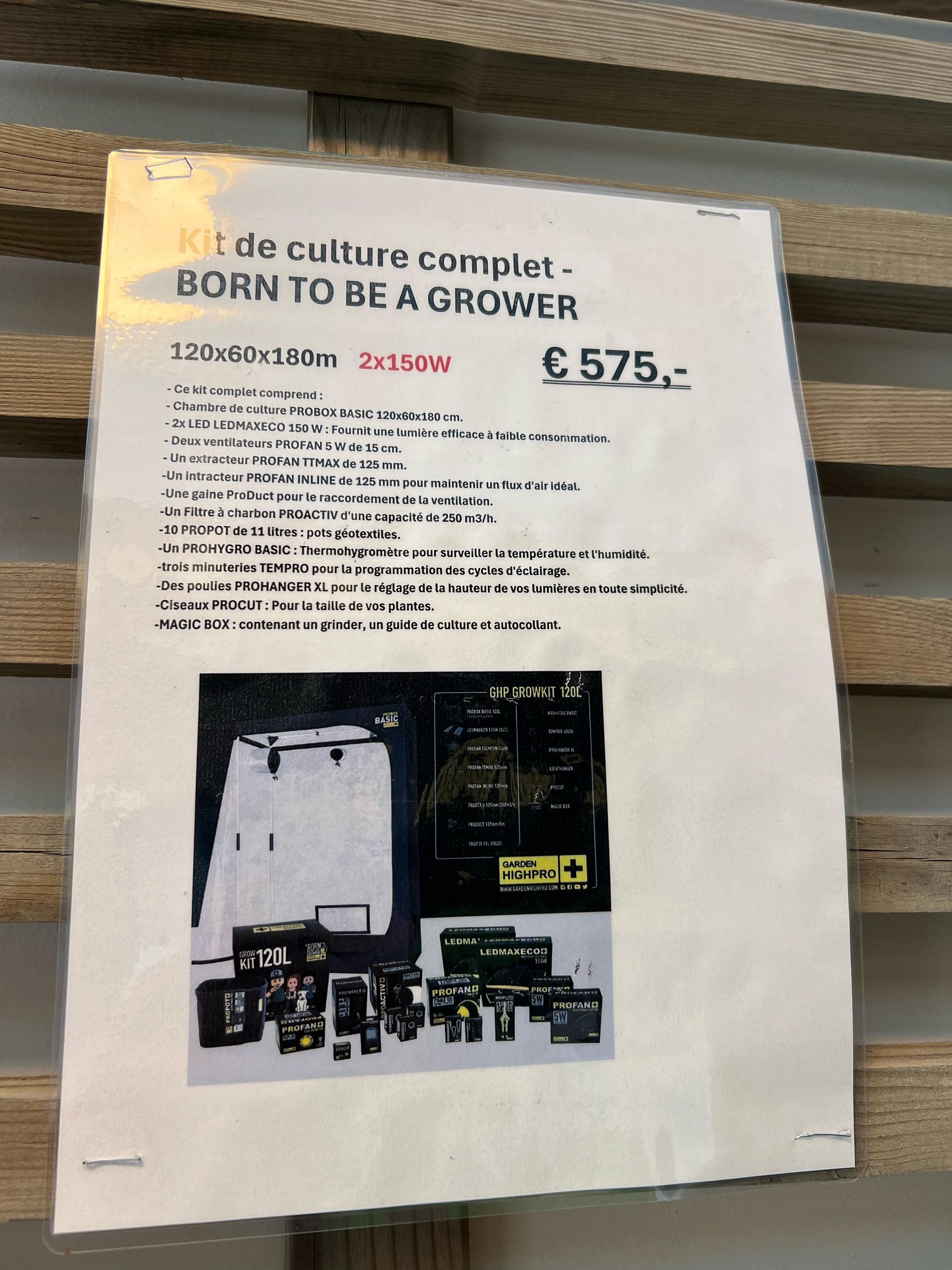 Kit de culture complet - BORN TO BE A GROWER - 120x60x180m - 2x150W - GARDEN HIGH PRO Promo € 575,- TTC