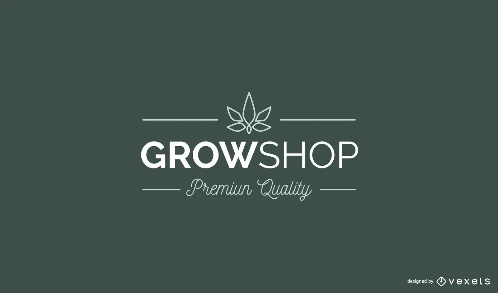 Un logo pour un grow shop avec une feuille sur fond vert.