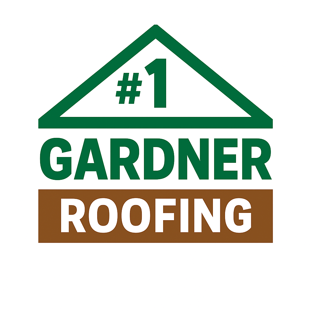 A green and white logo for gardner roofing