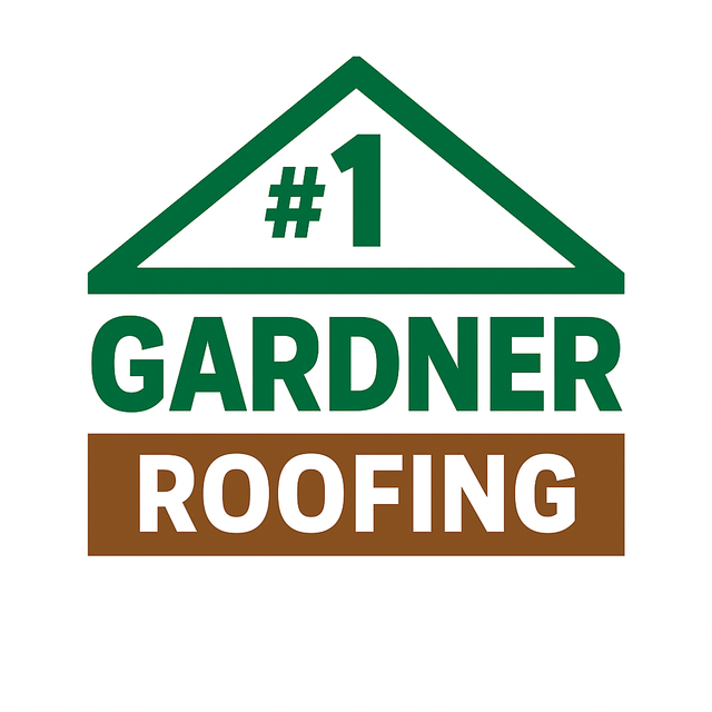A green and white logo for gardner roofing