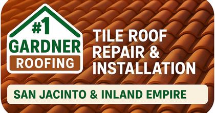 Gardner Roofing logo: Tile roof repair and installation, San Jacinto & Inland Empire.