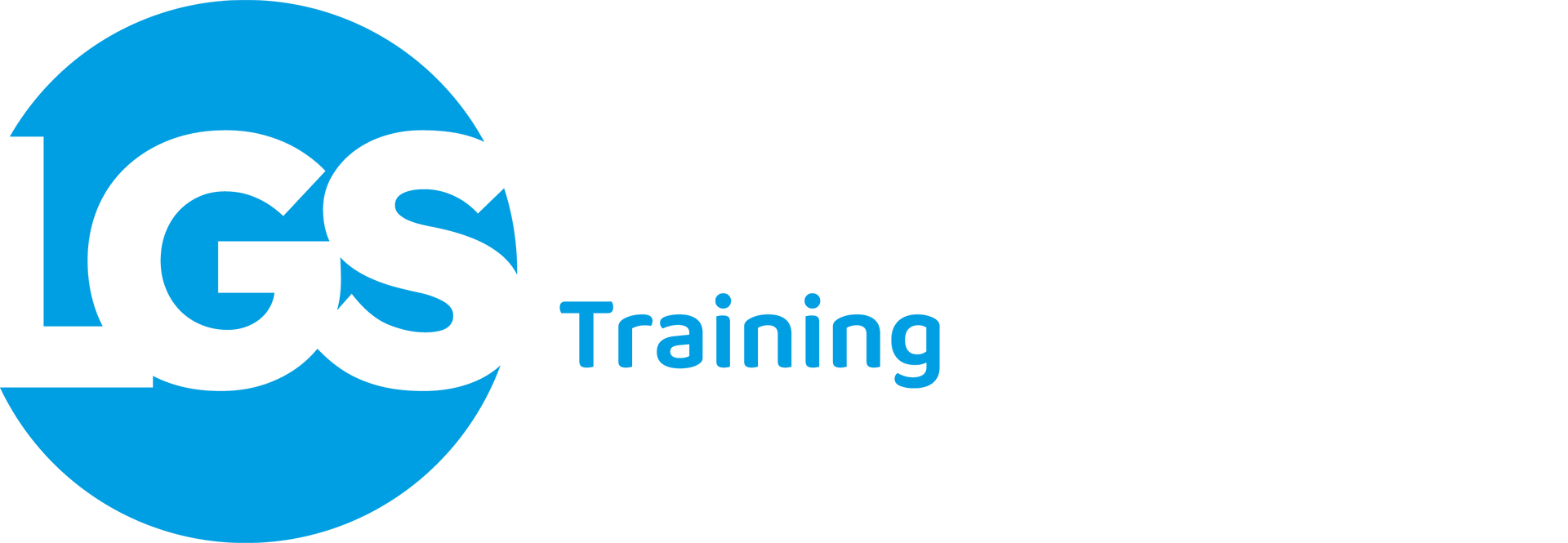 A blue and white logo for lgs transport training