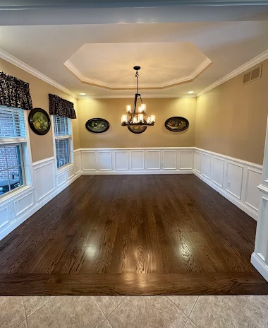 Refinished mahogany wood floor