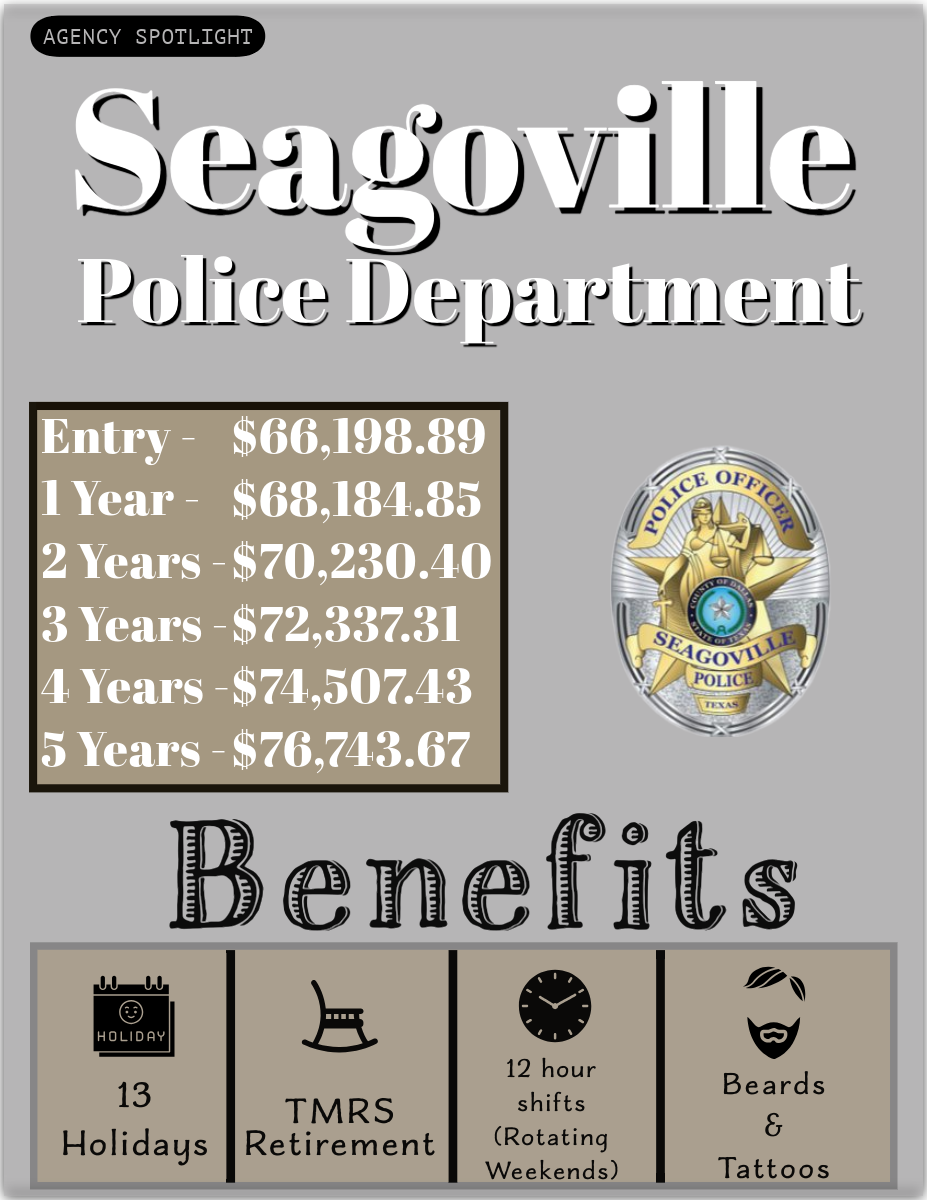 A poster showing the benefits of the seagoville police department